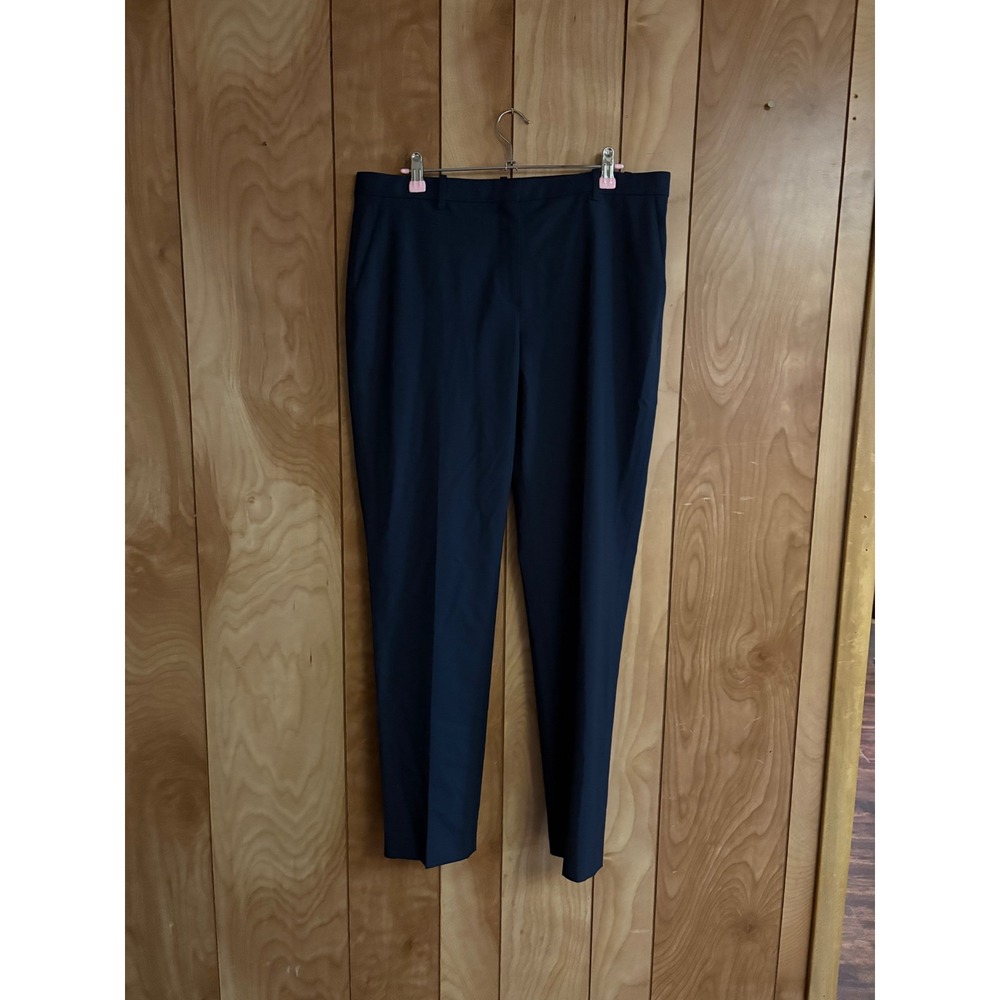 Theory Treeca FL Traceable Wool Navy Blue Slim Tapered Cropped Pants Womens 10